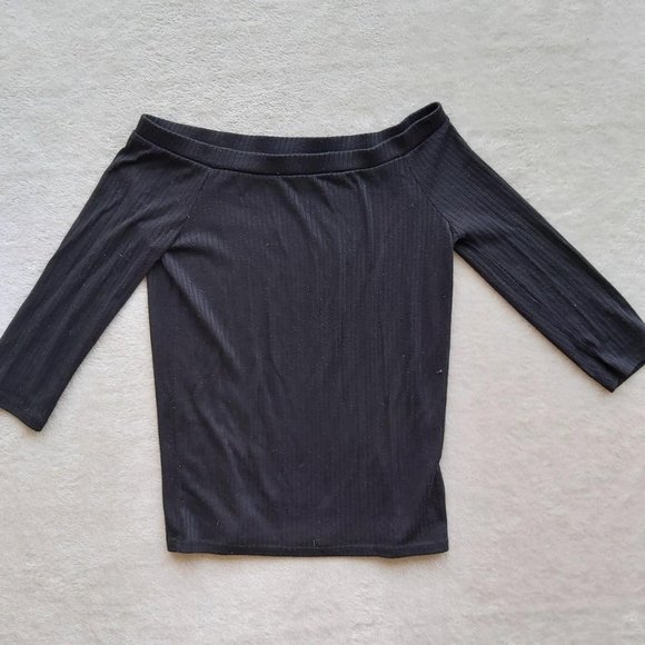 Zara simple & sleek off-shoulders ribbed 3/4 sleeve tshirt - Picture 1 of 3